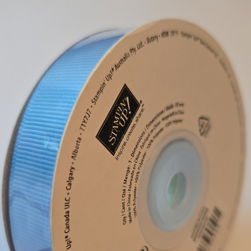 NWT Stampin' Up! Retired Marina Mist Grosgrain Ribbon 5/8" x 15 Yards Ocean Blue